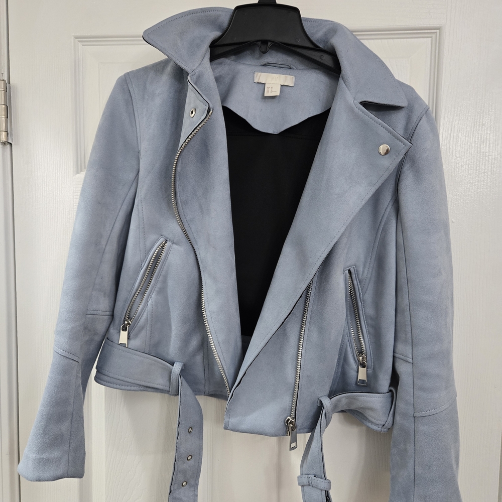 H&M Light Blue Leather Jacket